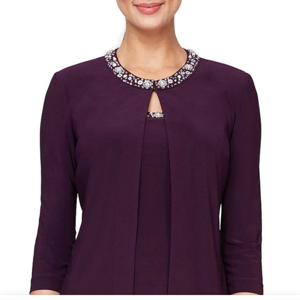 ALEX EVENINGS beaded jersey dress and jacket
